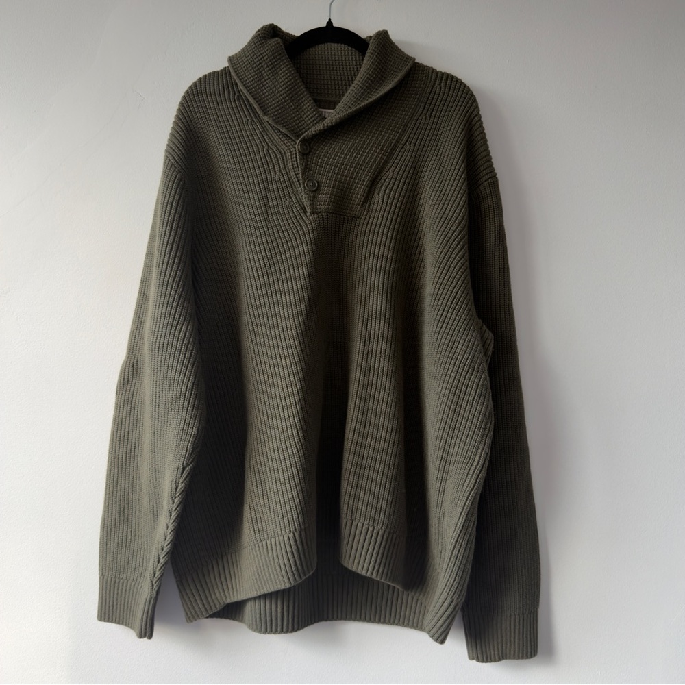 Duluth Trading Co Olive Shawl-Collar Pullover Turtleneck